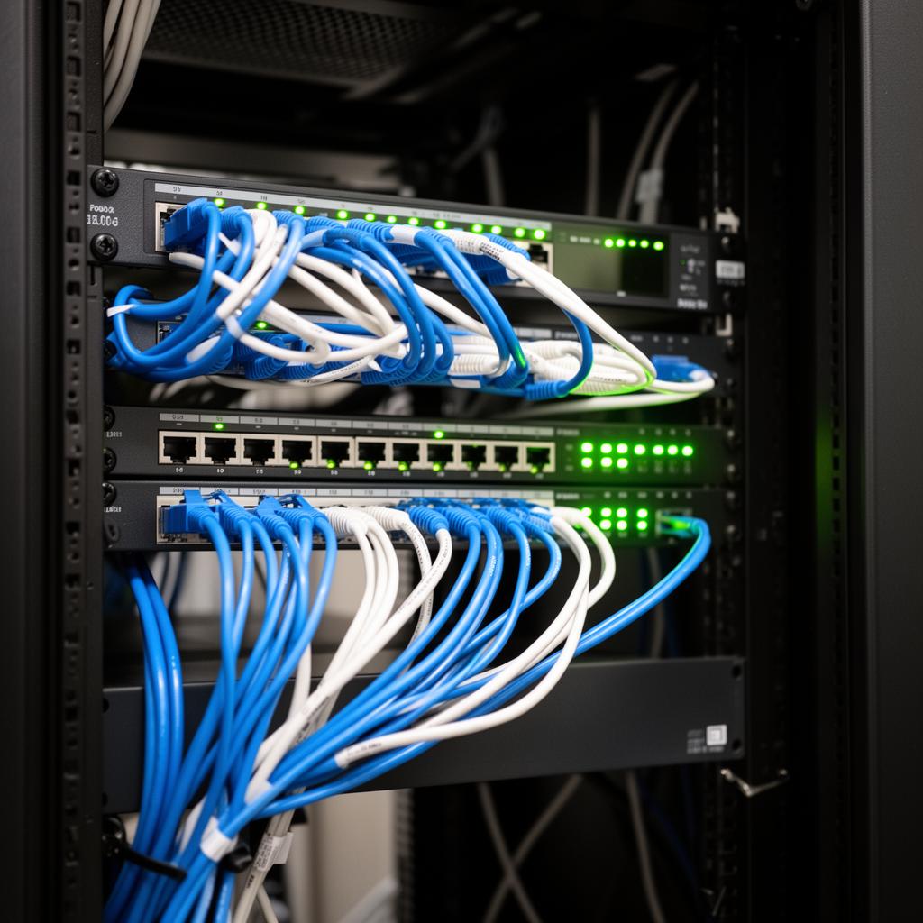Tekniker arbejder med fælles-netværk i forening