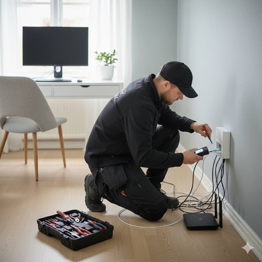 Toft Teknik tekniker — Router installation i huset