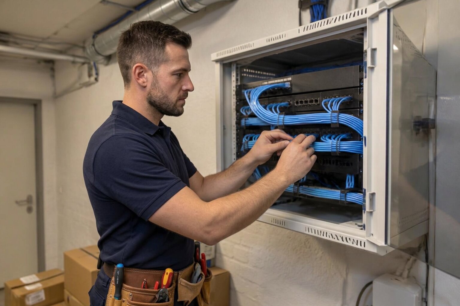 Netværksinstallation med switch og patchpanel
