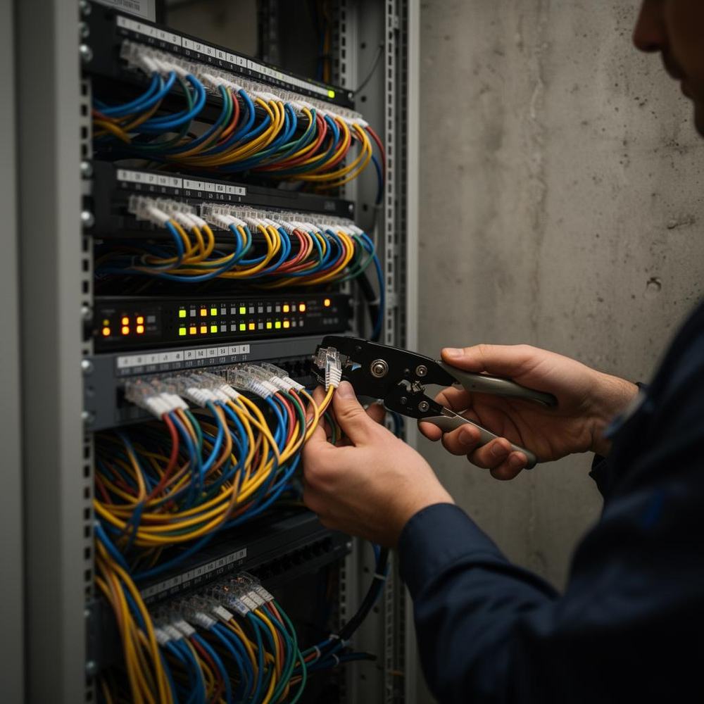 Netværksinstallation med switch og patchpanel
