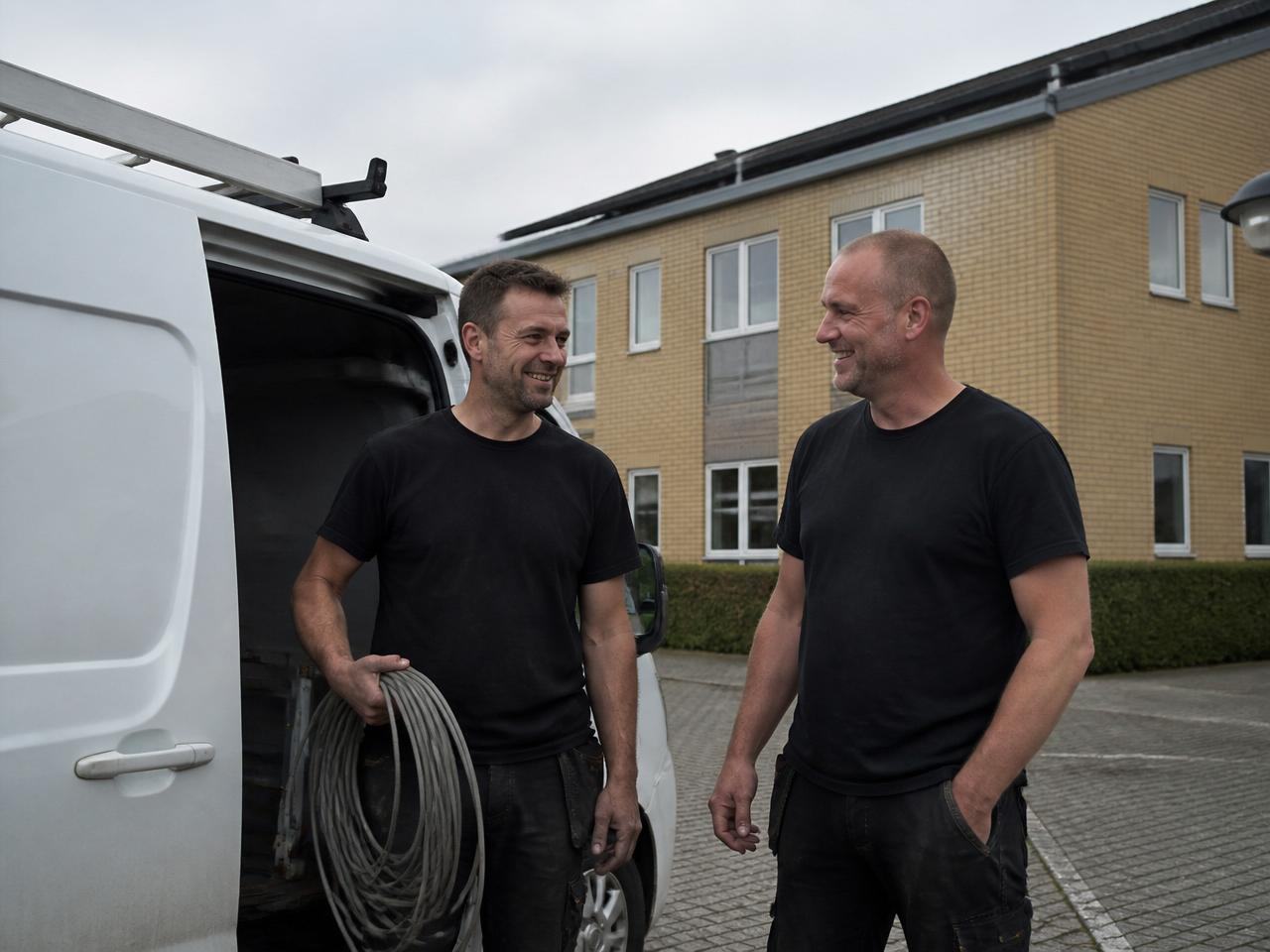 Toft Tekniks teknikere og servicebiler