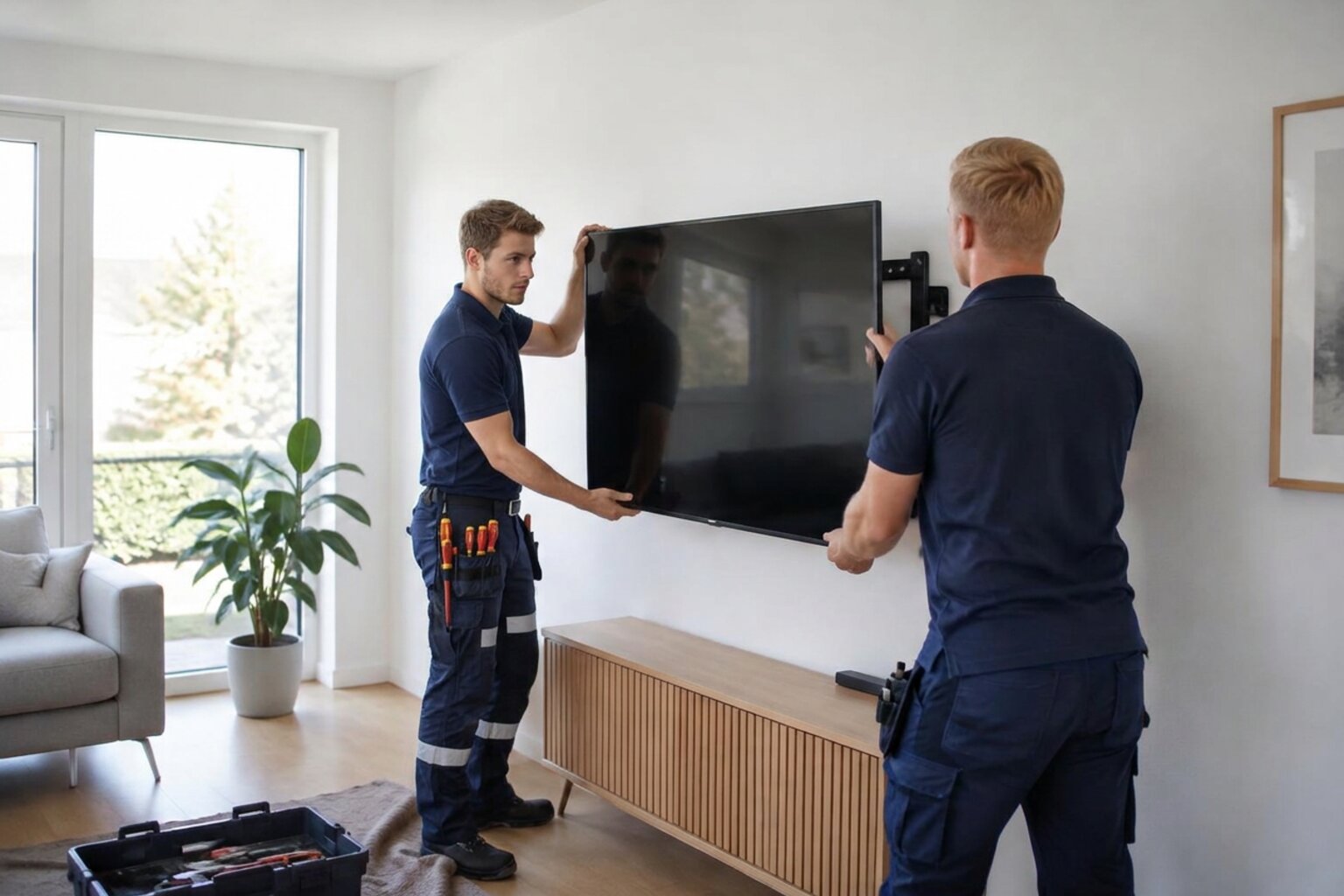 Toft Teknik tekniker i arbejde — Hjælp til TV installation i hjemmet — få en tekniker hjem til dig